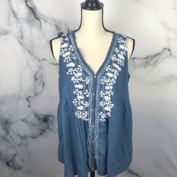 Andrea Jovine Tops - WORKSHOP 💯 cotton embroidered tank
